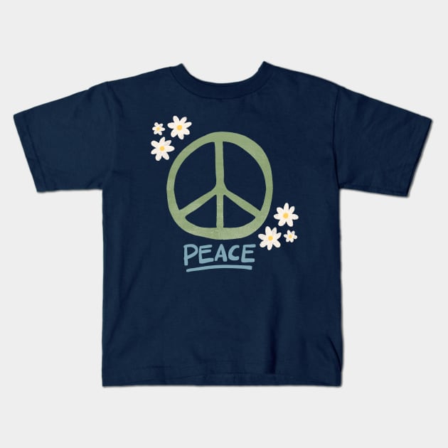 Peace Flowers Kids T-Shirt by capesandrollerskates 